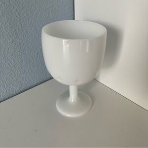 Vintage Milk Glass Pedestal White Goblet Star Pattern